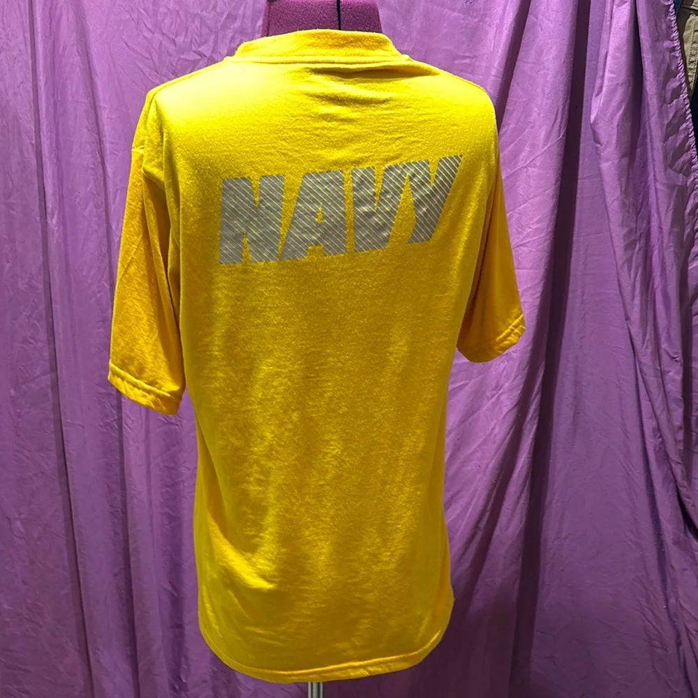 US Navy Original PT Yellow Shirt with reflective f/b Navy, Men’s size Small - Picture 4 of 4